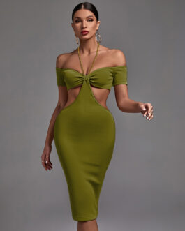 Olive Green Cut Out Dress