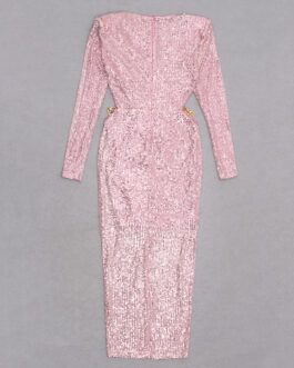 Pink Sequin Bodycon Dress