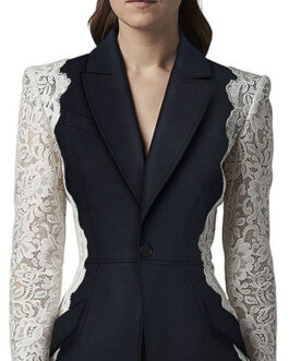 Black Blazer With Lace Sleeves & Back