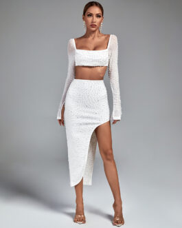 White Pearl Skirt Set
